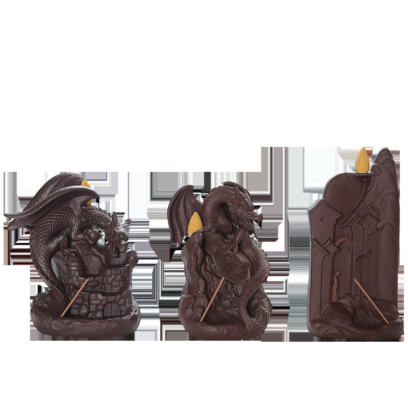 Zisha Ceramic Incense Burner, Dragon