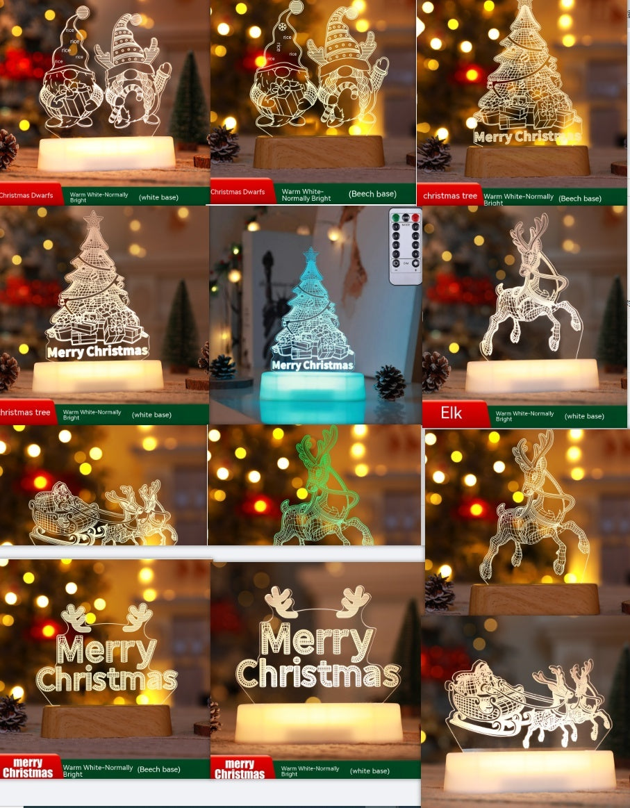 3D Christmas LED Night Light Acrylic Gift Decor