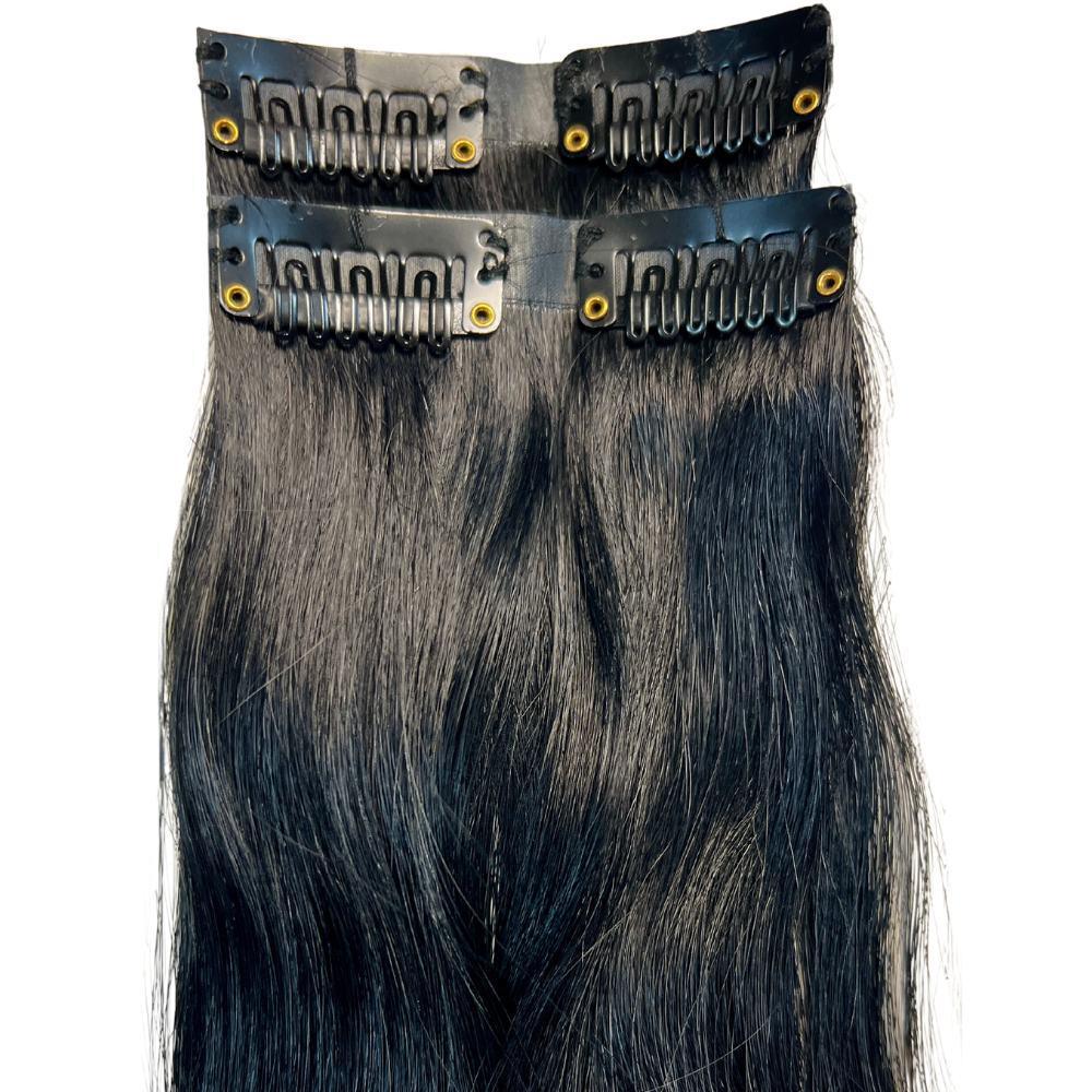 Natural Black Seamless Clip-In 100% Human Hair Extensions