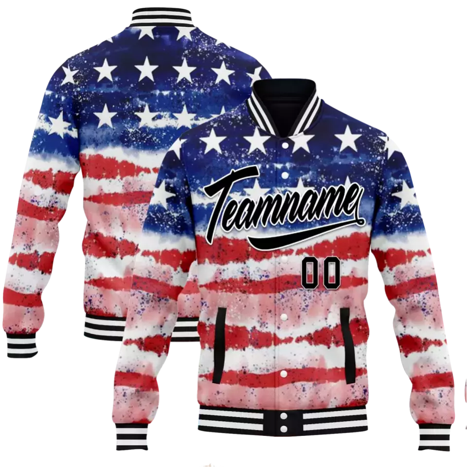 Personalized Flag Jacket, Custom Patriotic Jacket, Casual American Full-Button Jacket