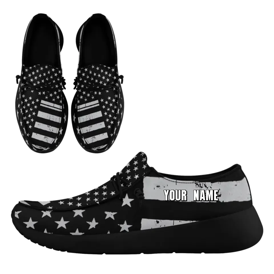 Personalized America Flag Sneakers, Custom Patriotic Loafer Shoes, Canvas Slip On Shoes,
FN018-24020303-6b