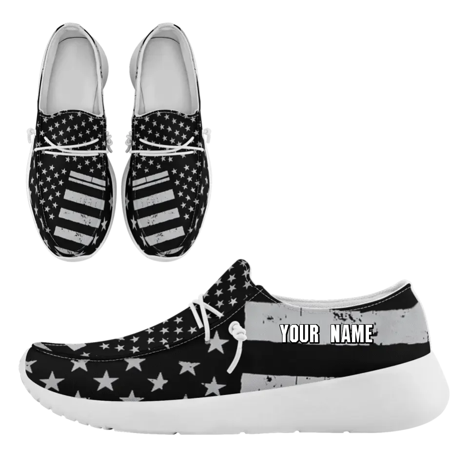 Personalized America Flag Sneakers, Custom Patriotic Loafer Shoes, Canvas Slip On Shoes,
FN018-24020303-6w