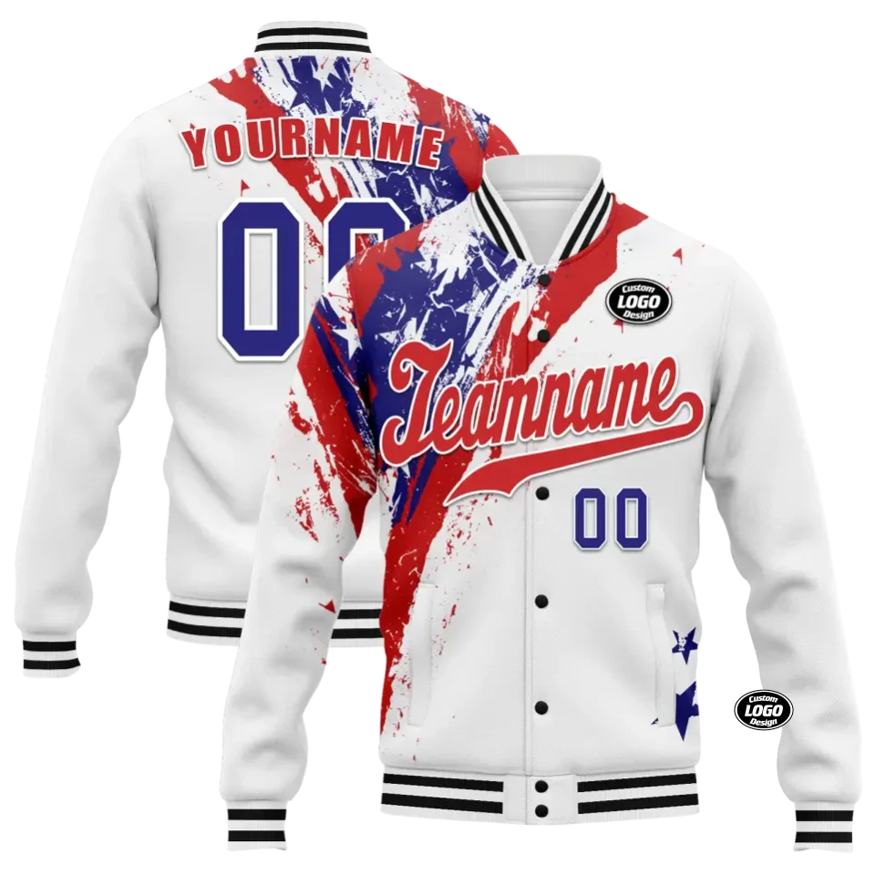Personalized Flag Jackets, Custom Patriotic Jackets, Stars and Stripes Jackets for Men and Women