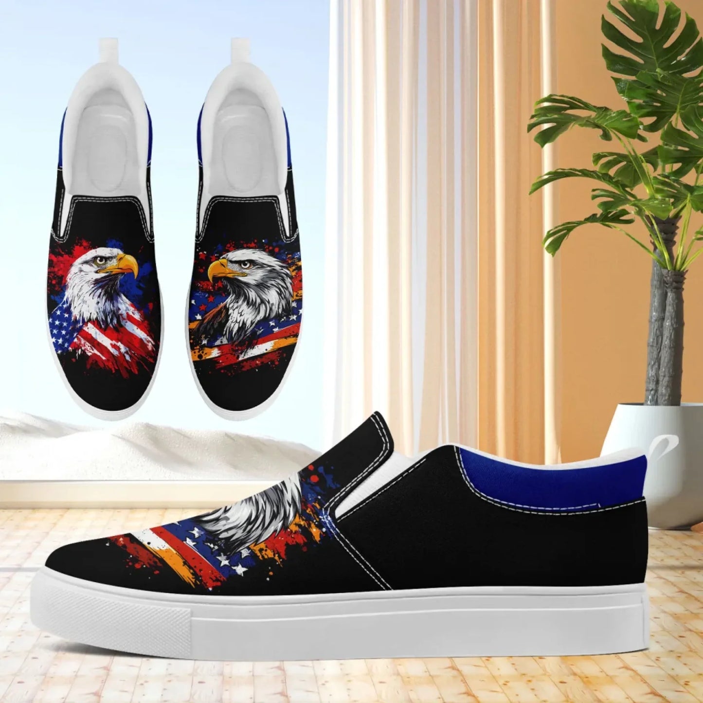 Personalized Patriotic Sneakers, Custom US Flag Shoes, Pride Flag Slip On Shoes