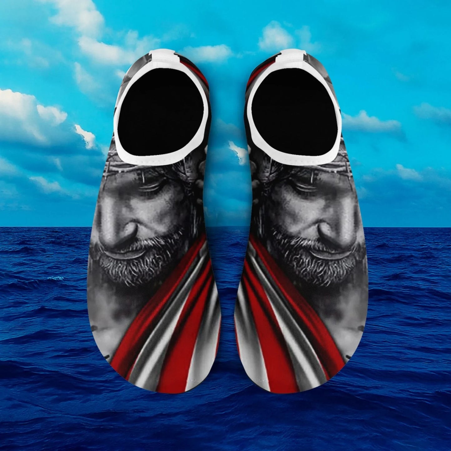 Personalized US Flag Print Water Shoes, Custom Patriotic Aqua Shoes, Best Gift for Independence Day