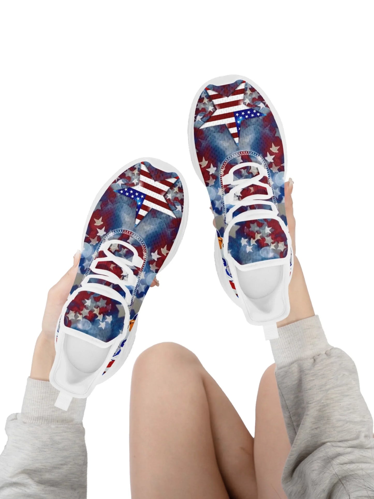 Personalized America Flag Sneakers, Custom Breathable and Pride Walking Shoes, Patriotic Sports Shoes