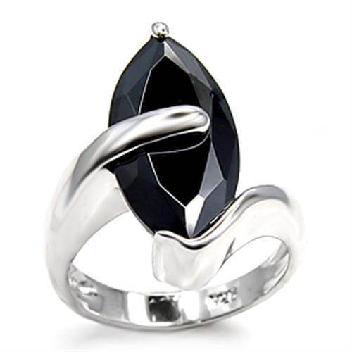 VacationGrabs 925 Sterling Silver Black Stone Ring