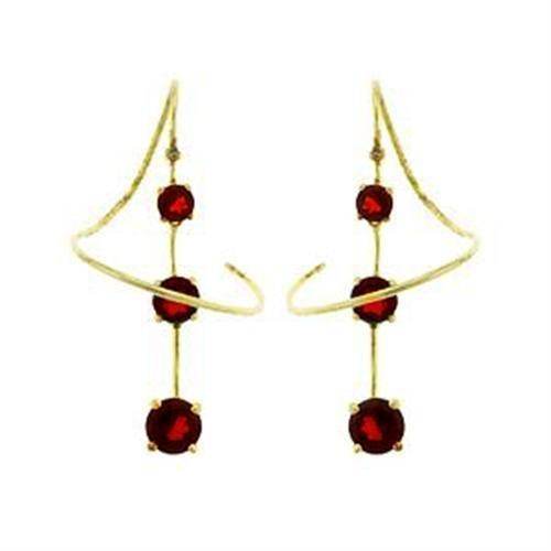 VacationGrabs Gold 925 Sterling Silver Earrings with Red Stones