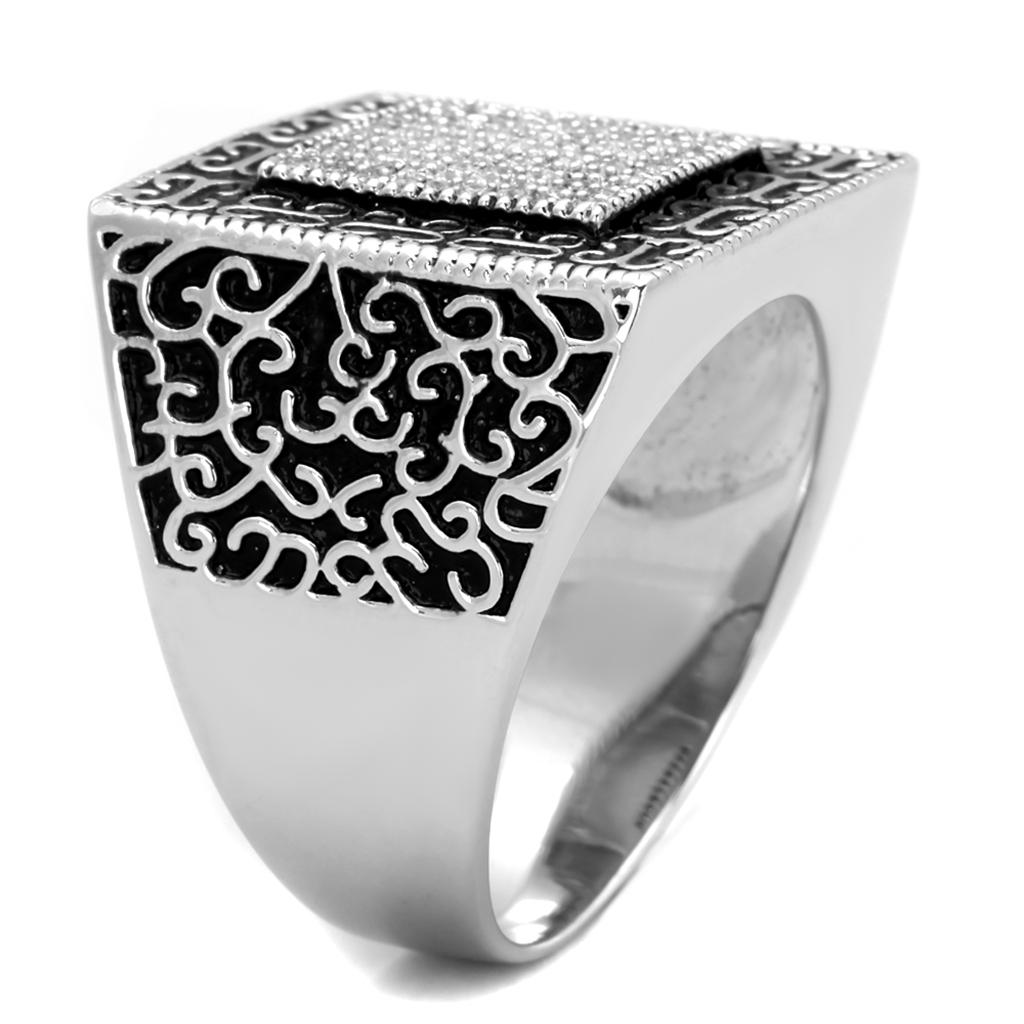 VacationGrabs Mens Sterling Silver CZ Ring