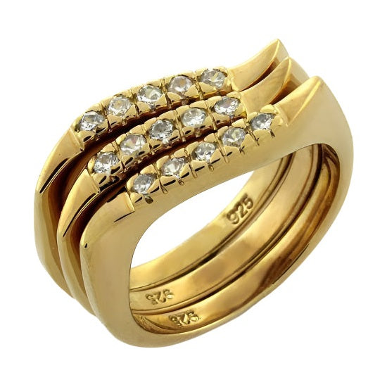 VacationGrabs Sterling Silver Gold Ring with Diamonds