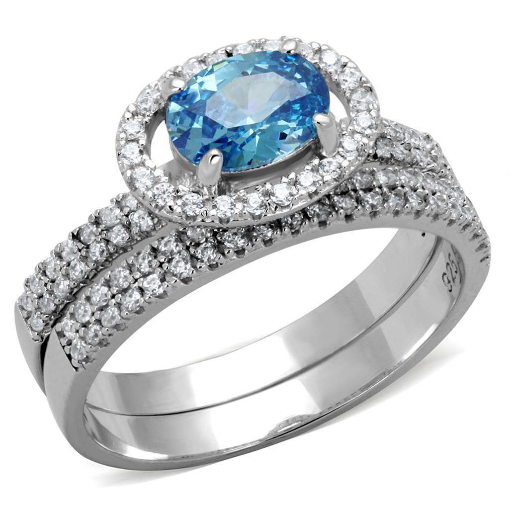 VacationGrabs Blue Gemstone Sterling Silver Ring for Women