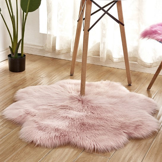 Artificial Woolen Carpet Rug Floral Shape Sheepskin Hairy Carpet
