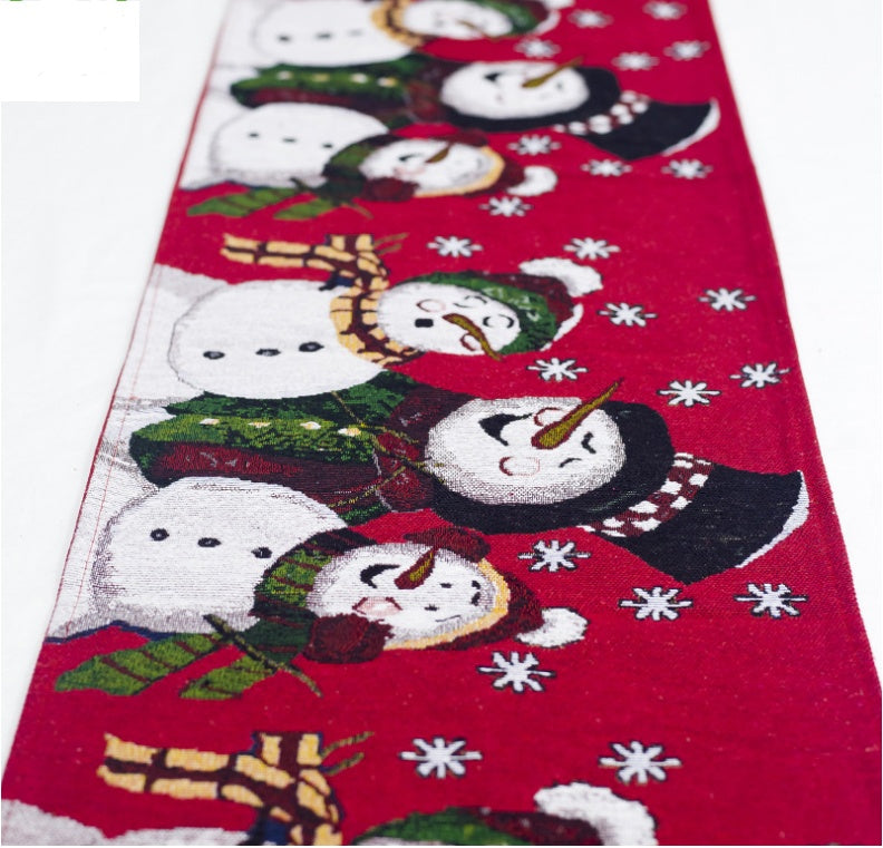 Christmas Elk Snowman Table Runner Decor