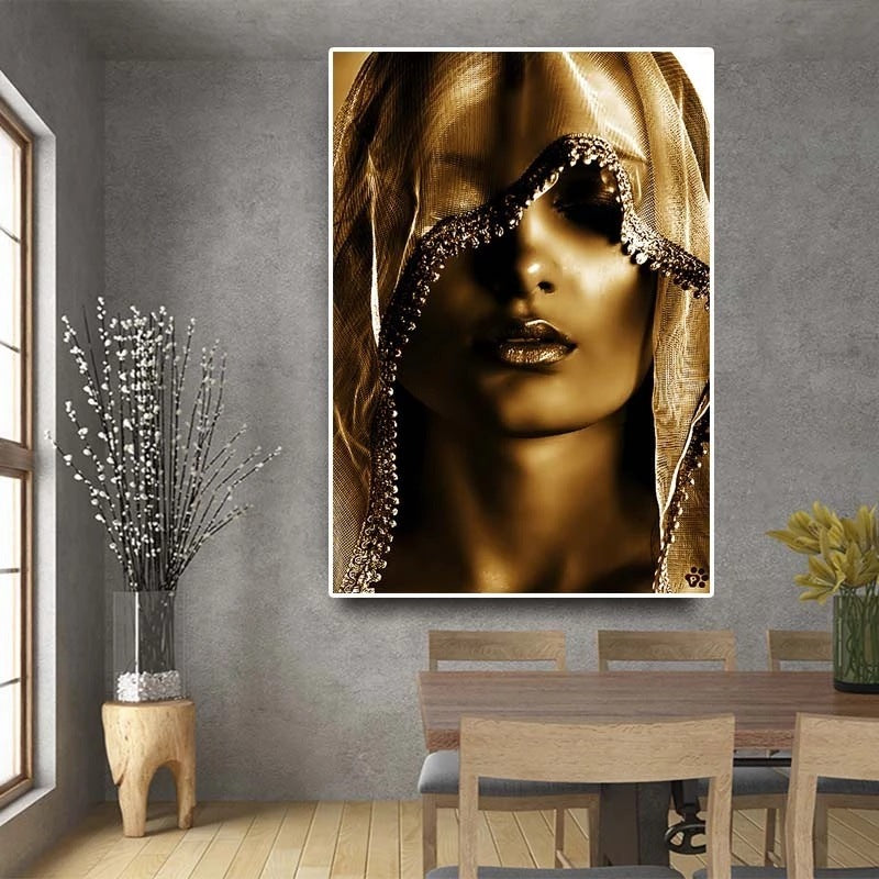 Golden Veil Women Canvas, Nordic Art