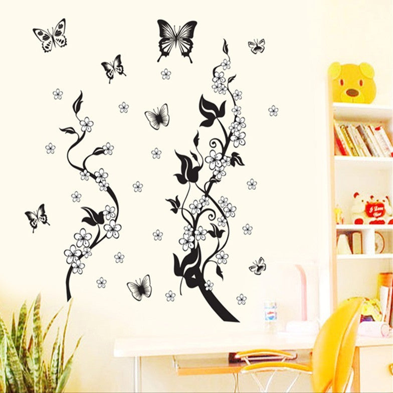 Fashion PVC Wall Sticker, Butterfly Flower