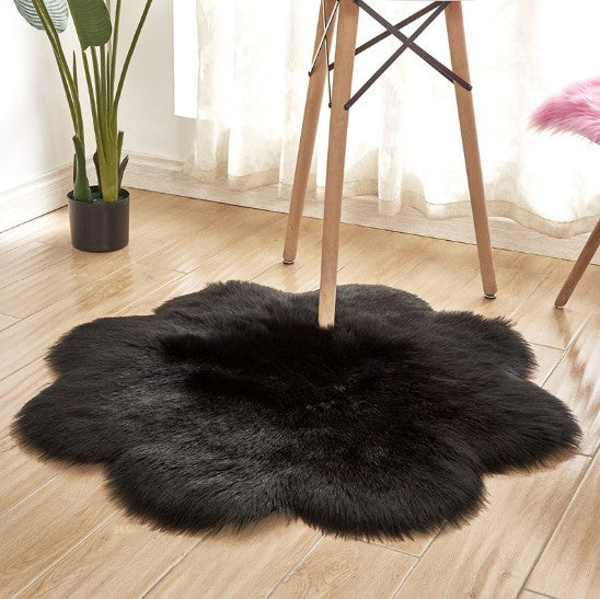 Artificial Woolen Carpet Rug Floral Shape Sheepskin Hairy Carpet