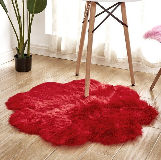 Artificial Woolen Carpet Rug Floral Shape Sheepskin Hairy Carpet