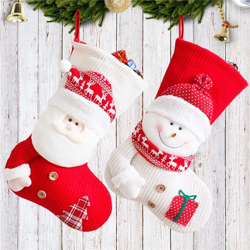 Knitted Christmas Stocking Santa Decor