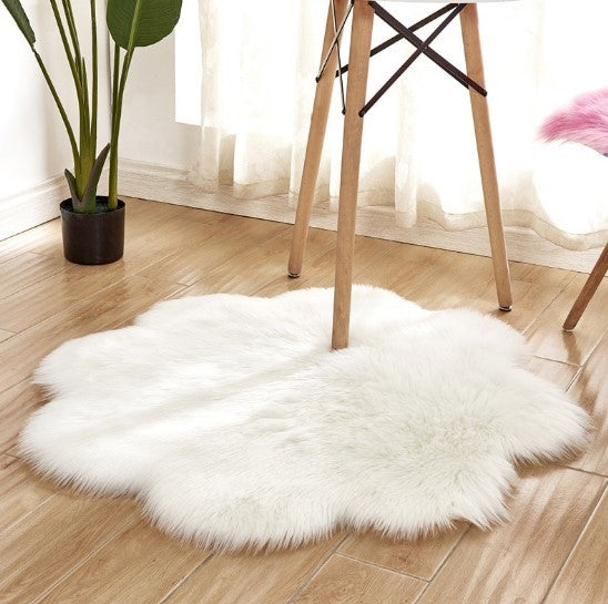 Artificial Woolen Carpet Rug Floral Shape Sheepskin Hairy Carpet