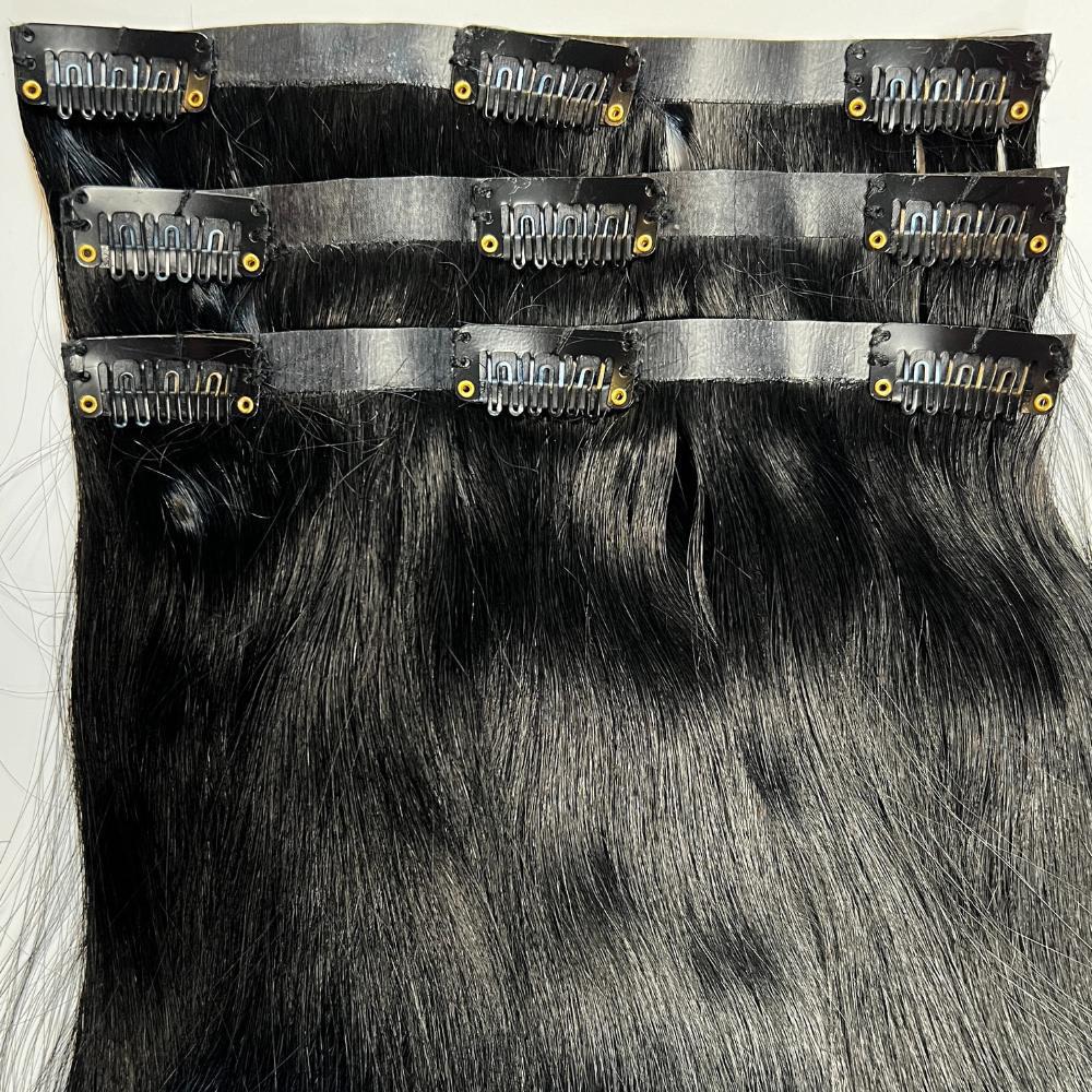 Jet Black Seamless Clip-In 100% Human Hair Extensions