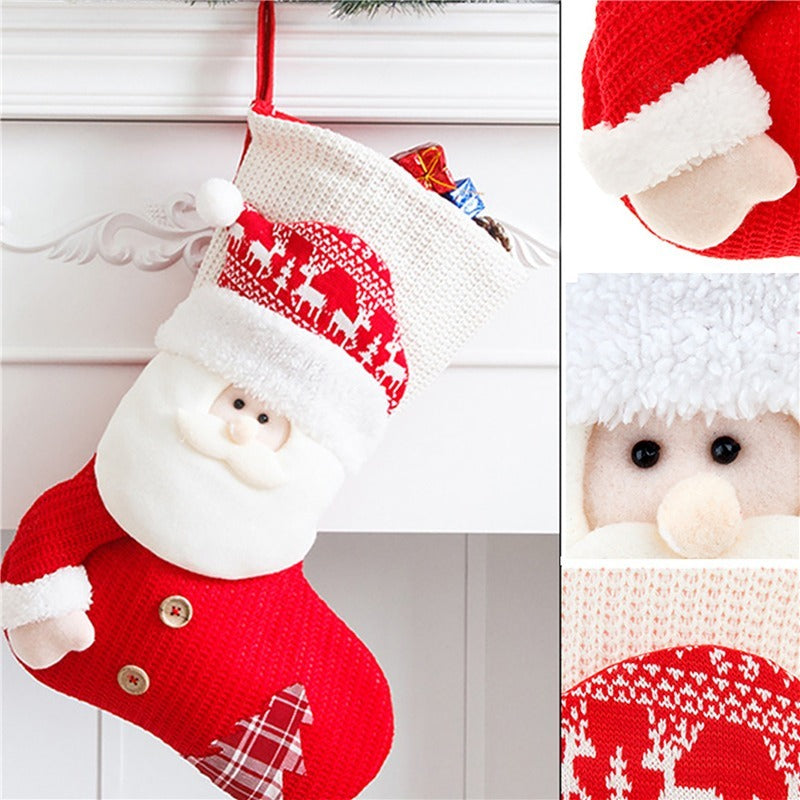 Knitted Christmas Stocking Santa Decor