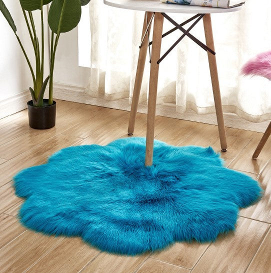 Artificial Woolen Carpet Rug Floral Shape Sheepskin Hairy Carpet