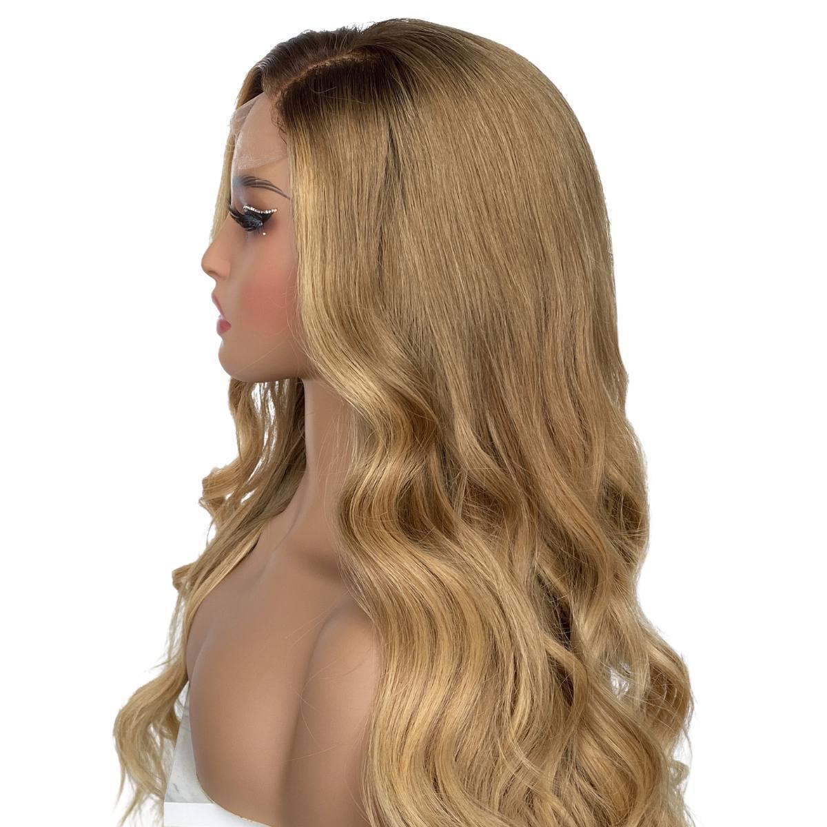 Honey Blonde Ombre Wavy 5x5 HD Lace 100% Human Hair Closure Wig