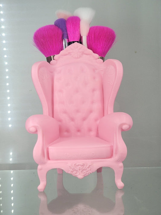 3D Printed Pink Throne Brush Holder - Glam Makeup Organizer