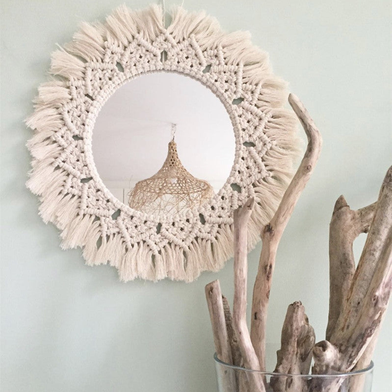 Sunflower Heart Mirror, Handmade Tapestry Decor