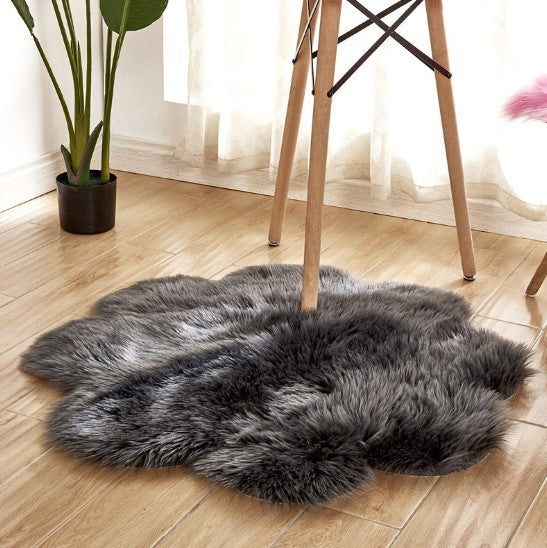 Artificial Woolen Carpet Rug Floral Shape Sheepskin Hairy Carpet