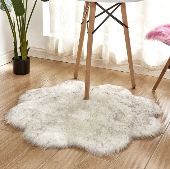 Artificial Woolen Carpet Rug Floral Shape Sheepskin Hairy Carpet