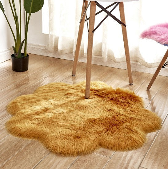 Artificial Woolen Carpet Rug Floral Shape Sheepskin Hairy Carpet