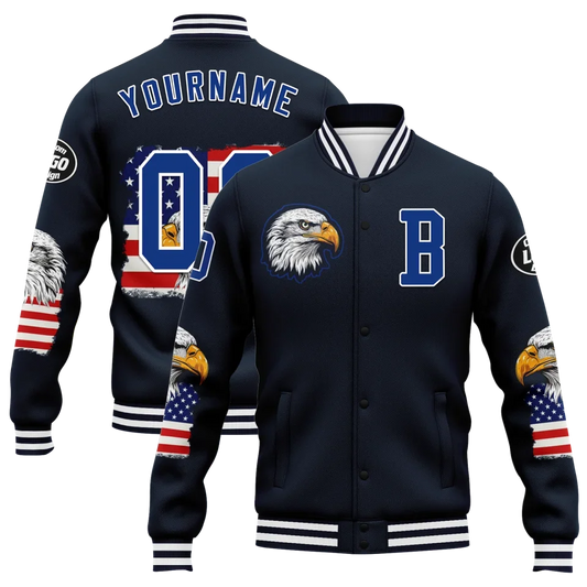 Personalized Patriotic Jackets, Custom USA Pride Eagle Jacket, Freedom Wings Jacket