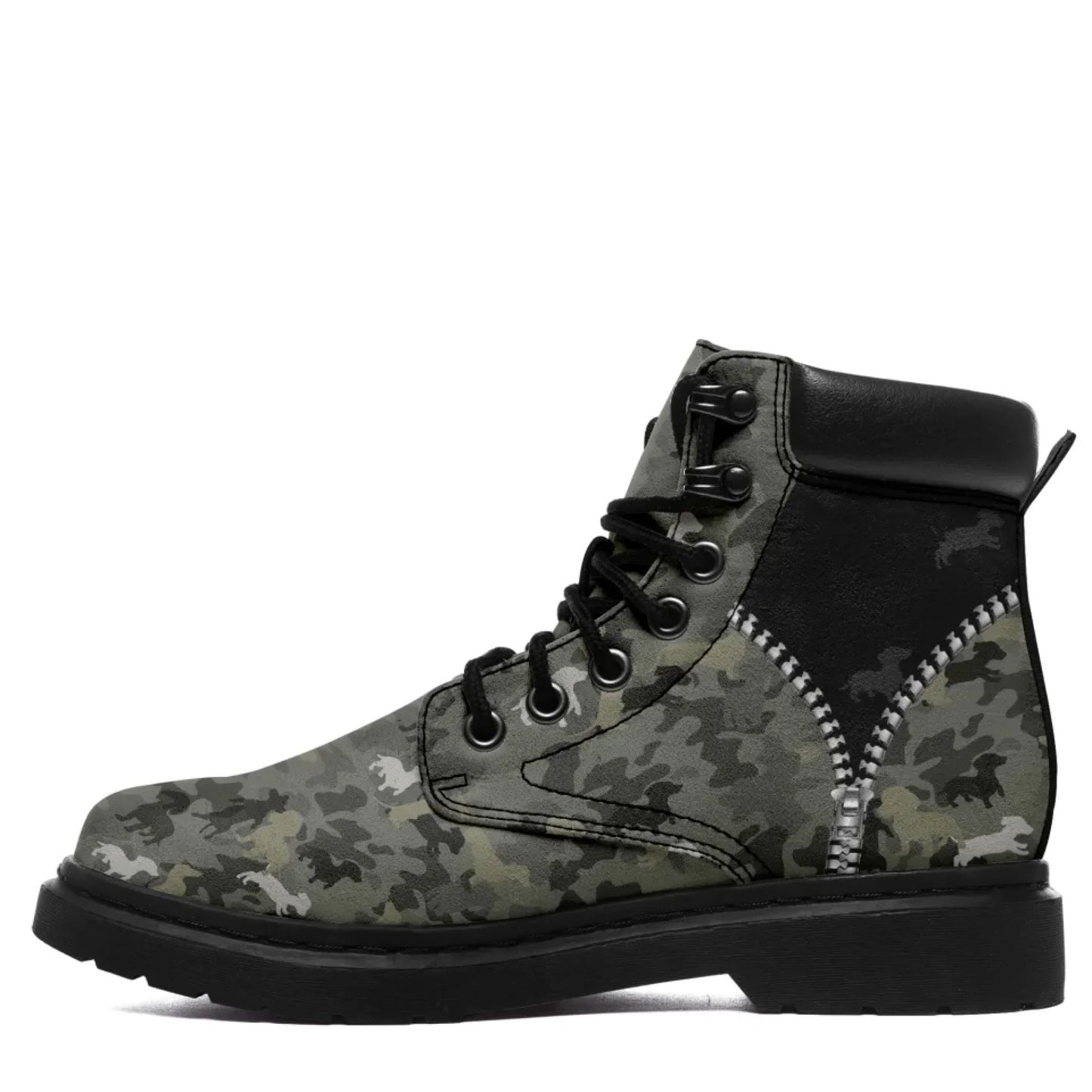 Personalized Camo Design Boots, Custom Veteran Durable Boots, Stylish Unisex Boots