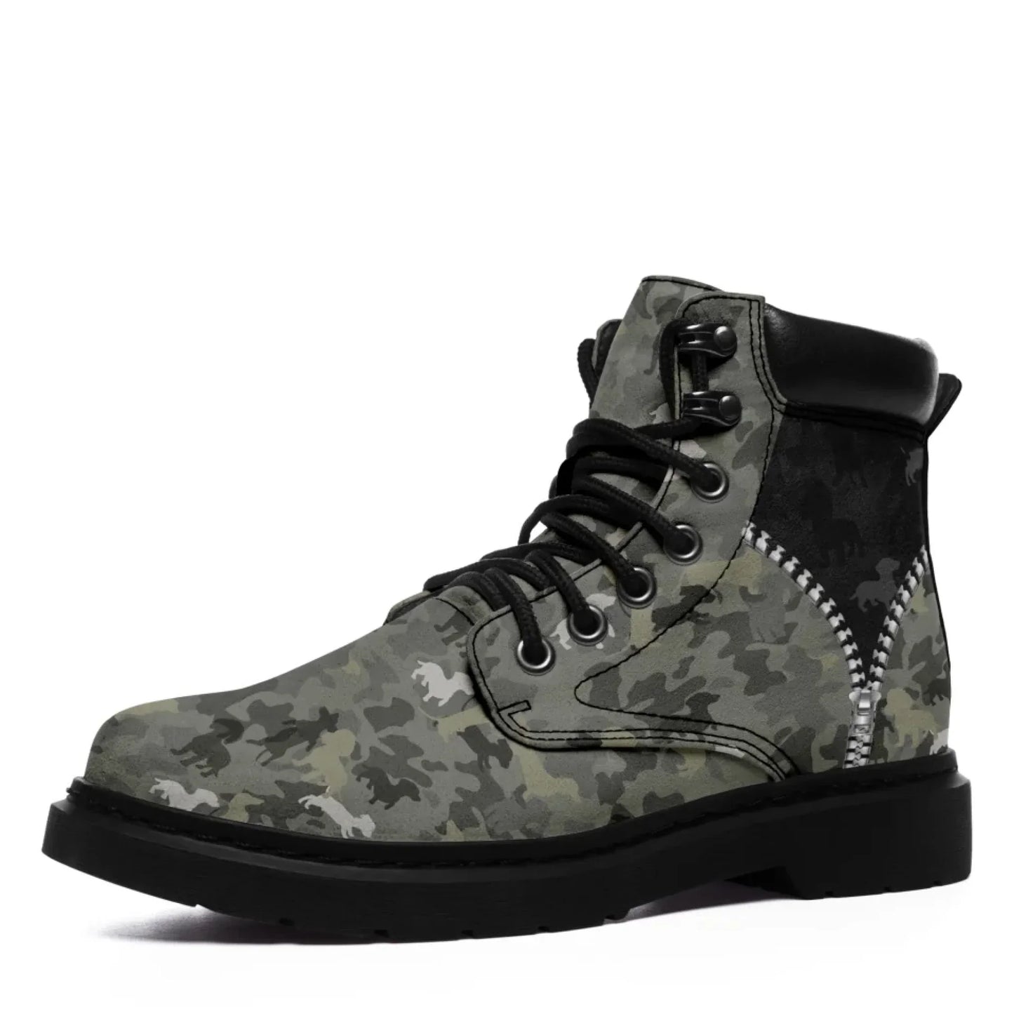 Personalized Camo Design Boots, Custom Veteran Durable Boots, Stylish Unisex Boots