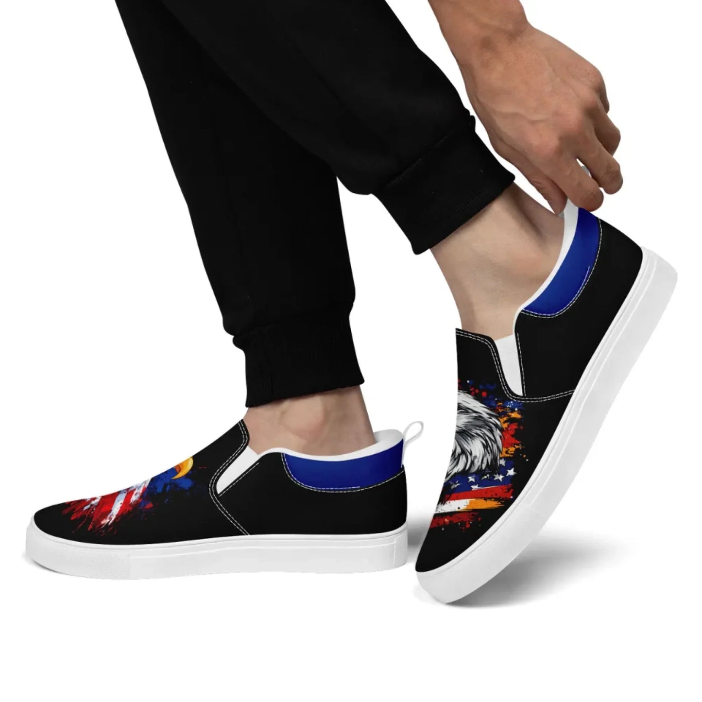 Personalized Patriotic Sneakers, Custom US Flag Shoes, Pride Flag Slip On Shoes