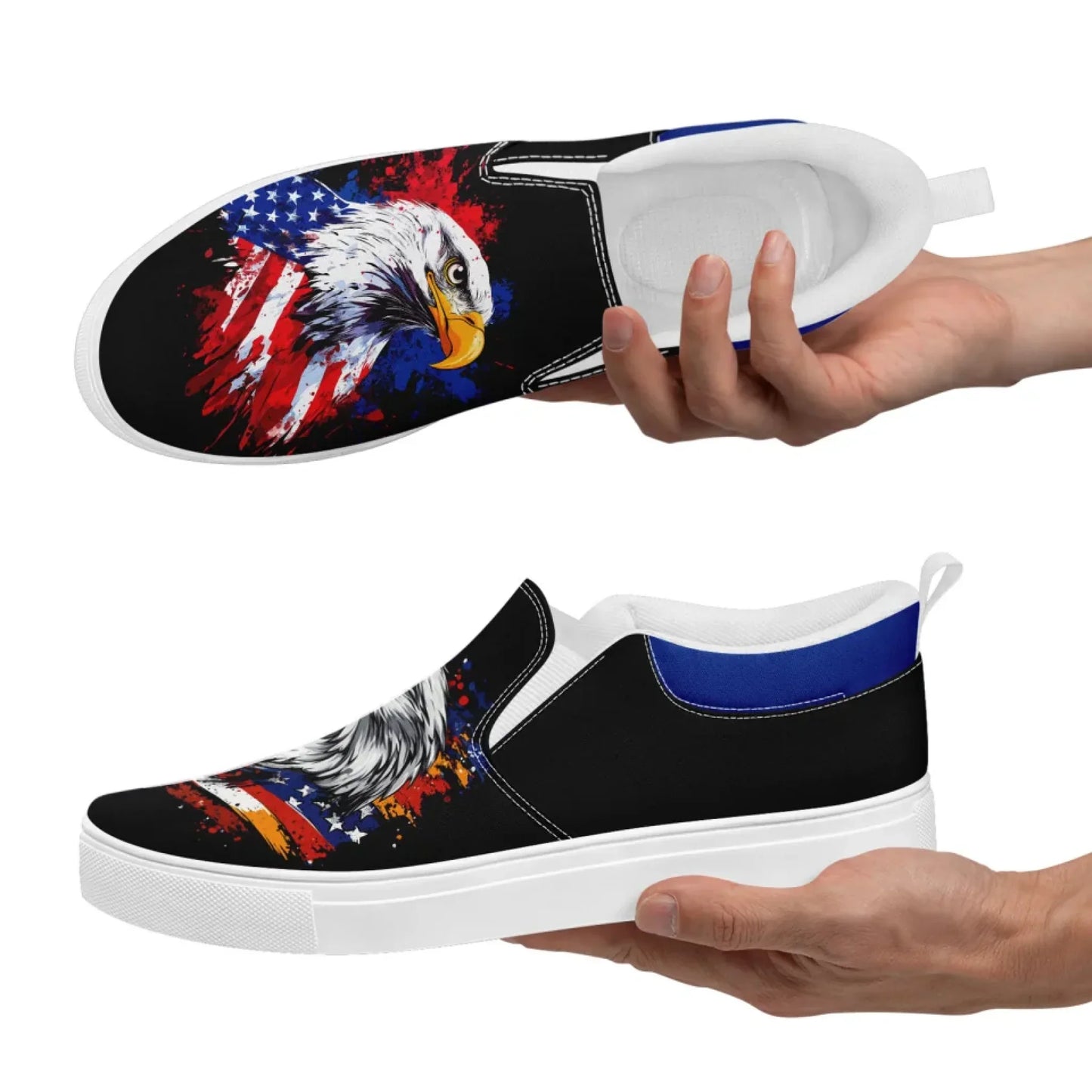 Personalized Patriotic Sneakers, Custom US Flag Shoes, Pride Flag Slip On Shoes