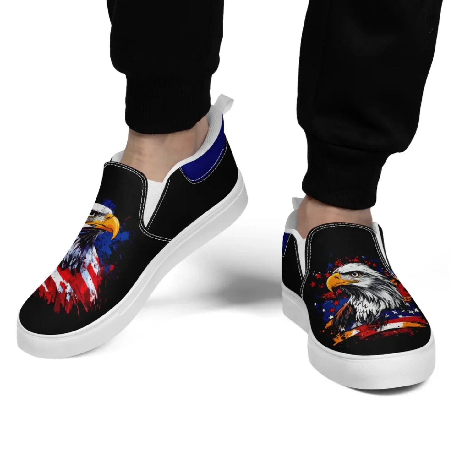 Personalized Patriotic Sneakers, Custom US Flag Shoes, Pride Flag Slip On Shoes