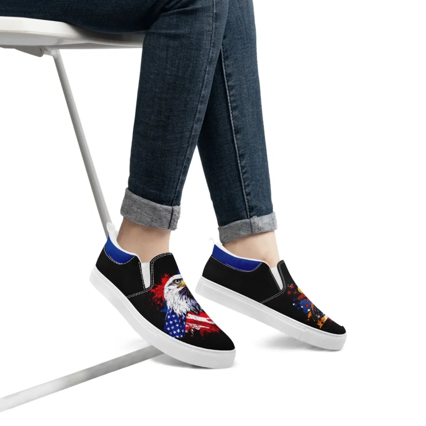 Personalized Patriotic Sneakers, Custom US Flag Shoes, Pride Flag Slip On Shoes