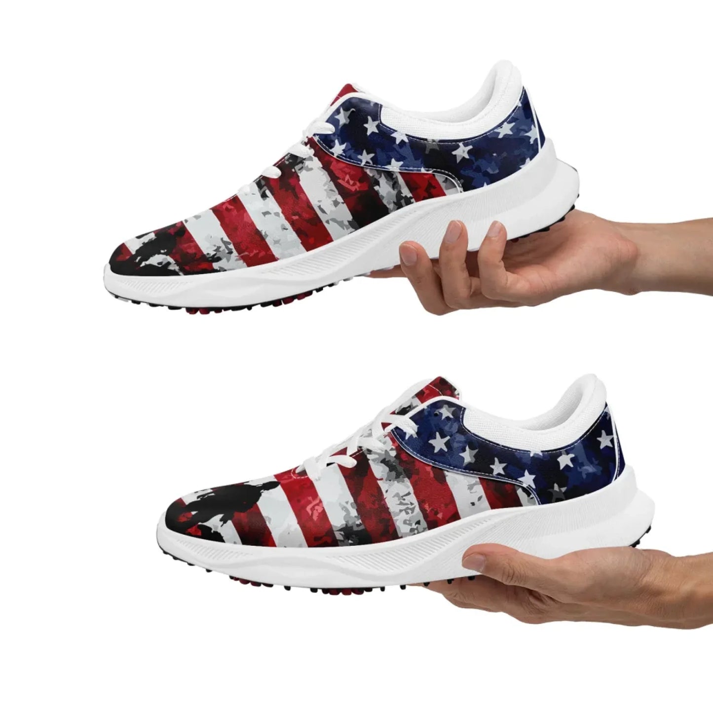 Personalized US Flag Sneakers, Custom Patriotic Shoes, Premium Golf Shoes