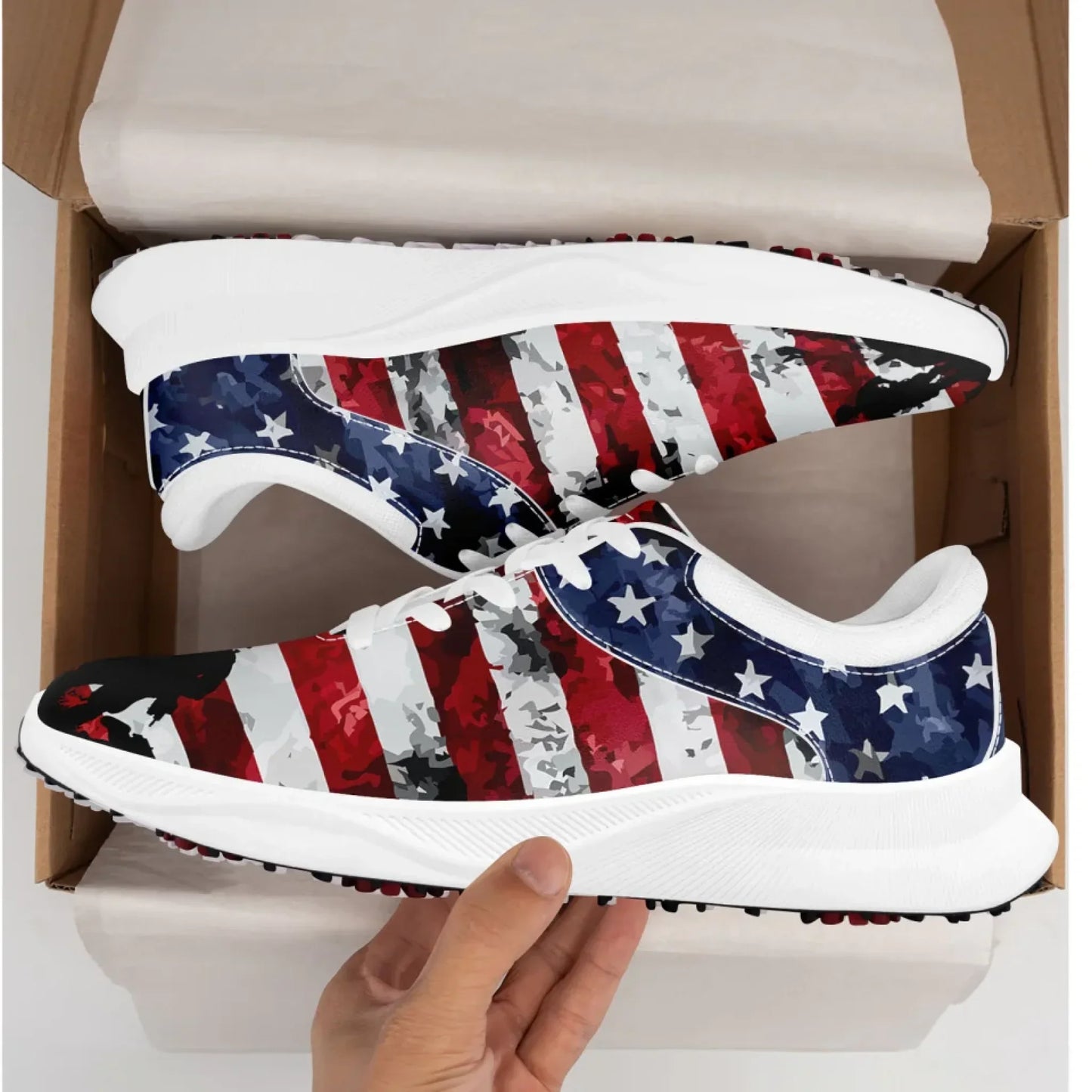 Personalized US Flag Sneakers, Custom Patriotic Shoes, Premium Golf Shoes