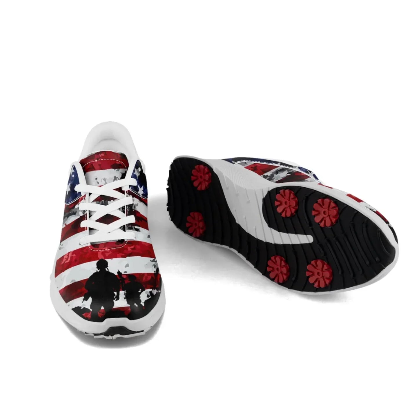 Personalized US Flag Sneakers, Custom Patriotic Shoes, Premium Golf Shoes