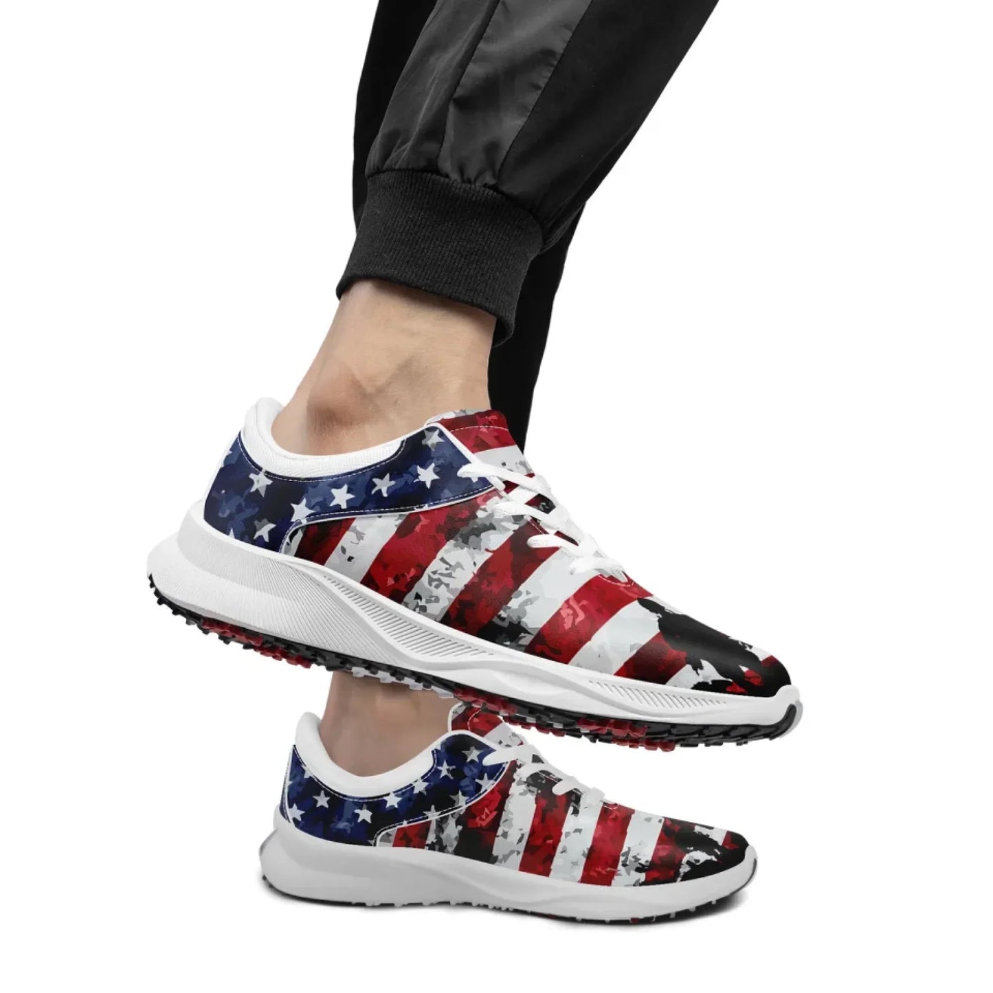 Personalized US Flag Sneakers, Custom Patriotic Shoes, Premium Golf Shoes
