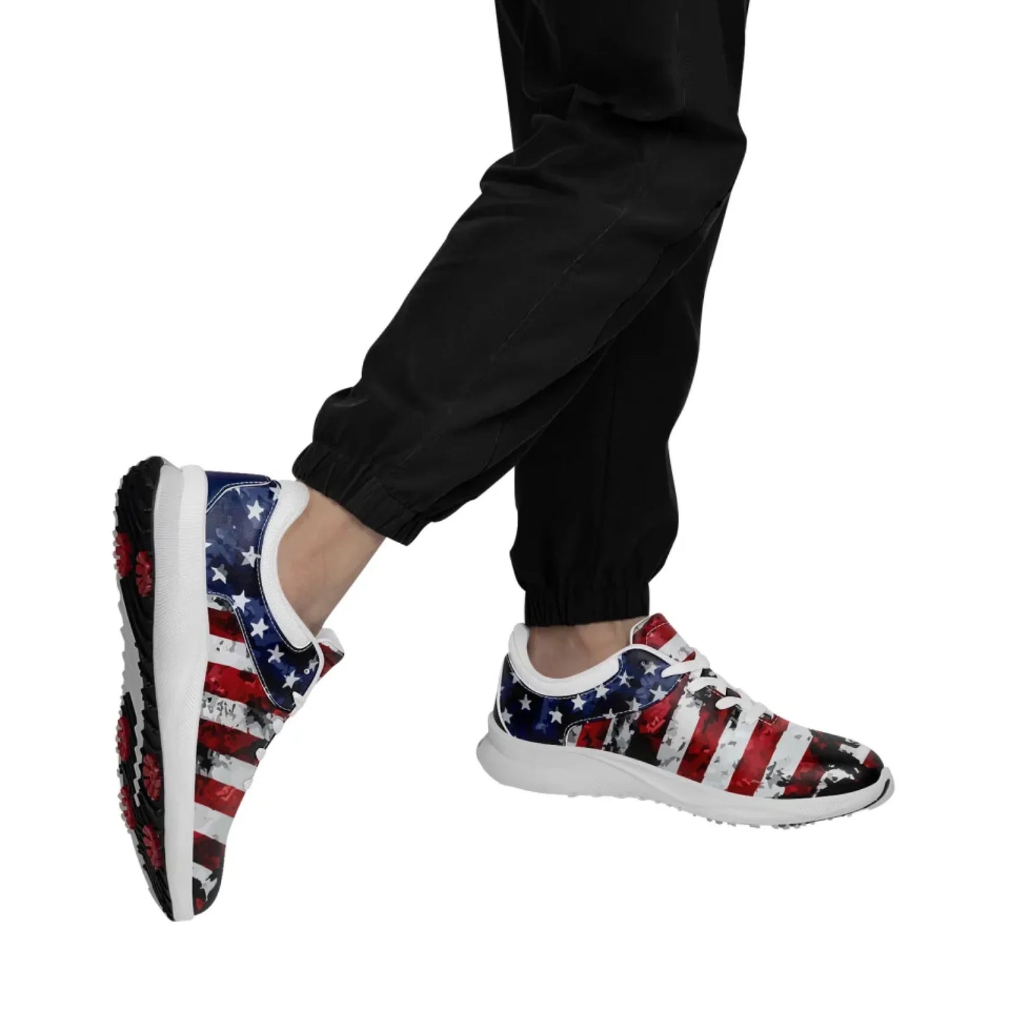 Personalized US Flag Sneakers, Custom Patriotic Shoes, Premium Golf Shoes