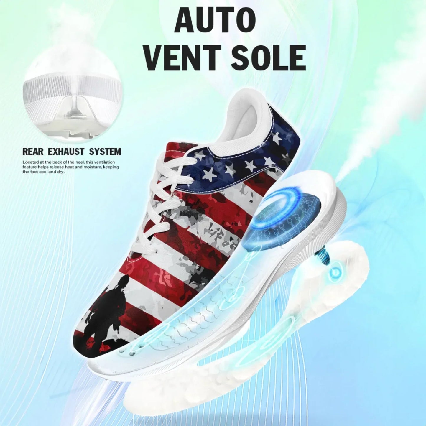 Personalized US Flag Sneakers, Custom Patriotic Shoes, Premium Golf Shoes