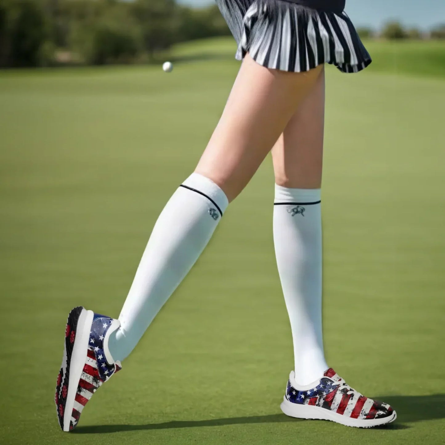 Personalized US Flag Sneakers, Custom Patriotic Shoes, Premium Golf Shoes