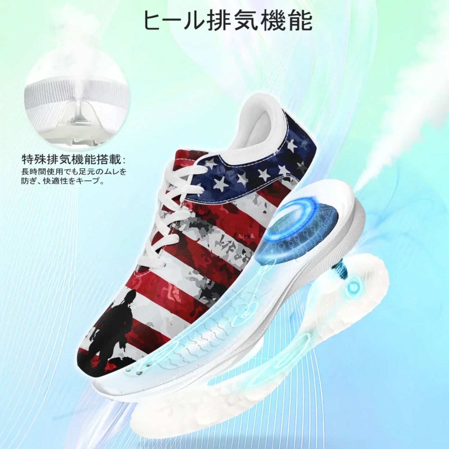Personalized US Flag Sneakers, Custom Patriotic Shoes, Premium Golf Shoes