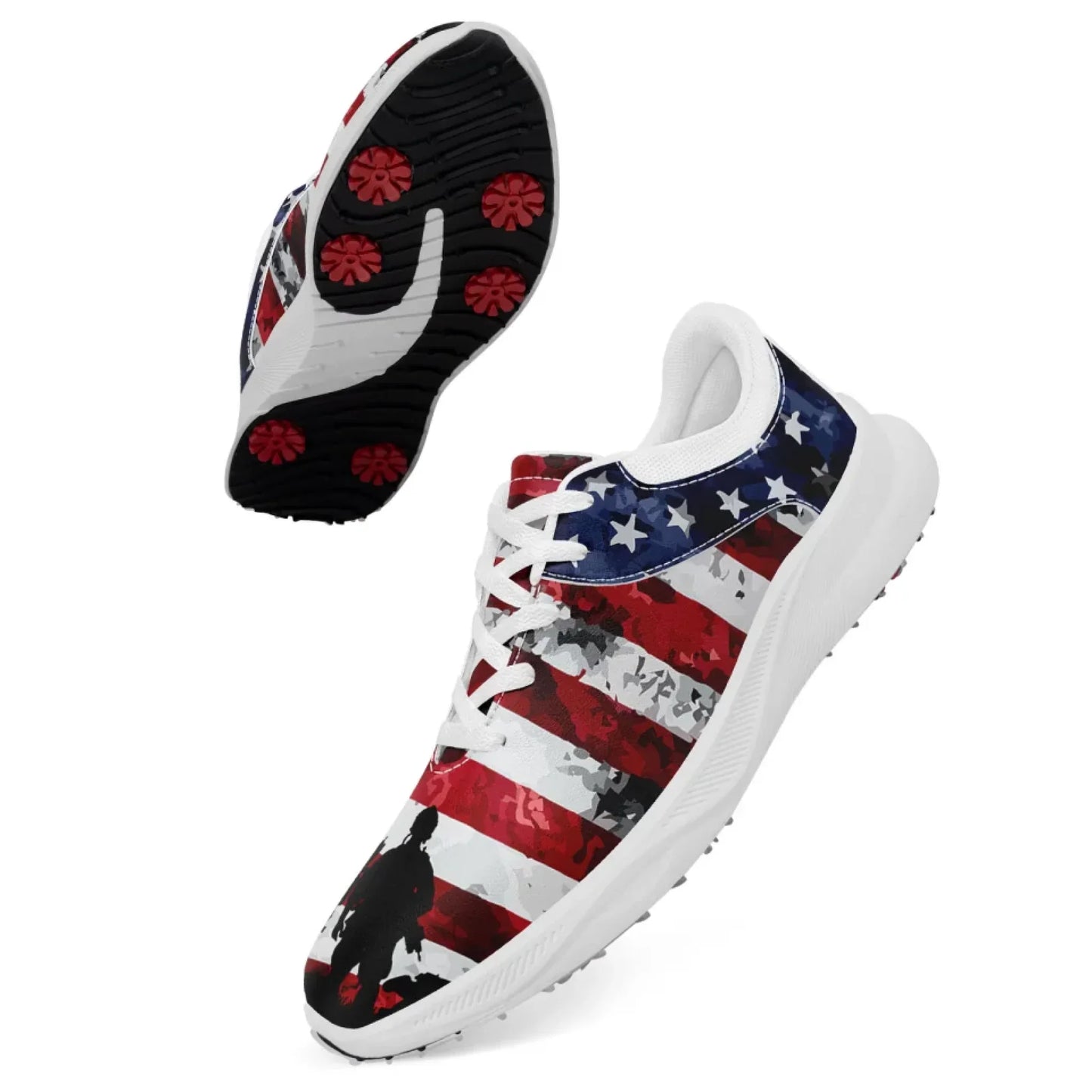 Personalized US Flag Sneakers, Custom Patriotic Shoes, Premium Golf Shoes