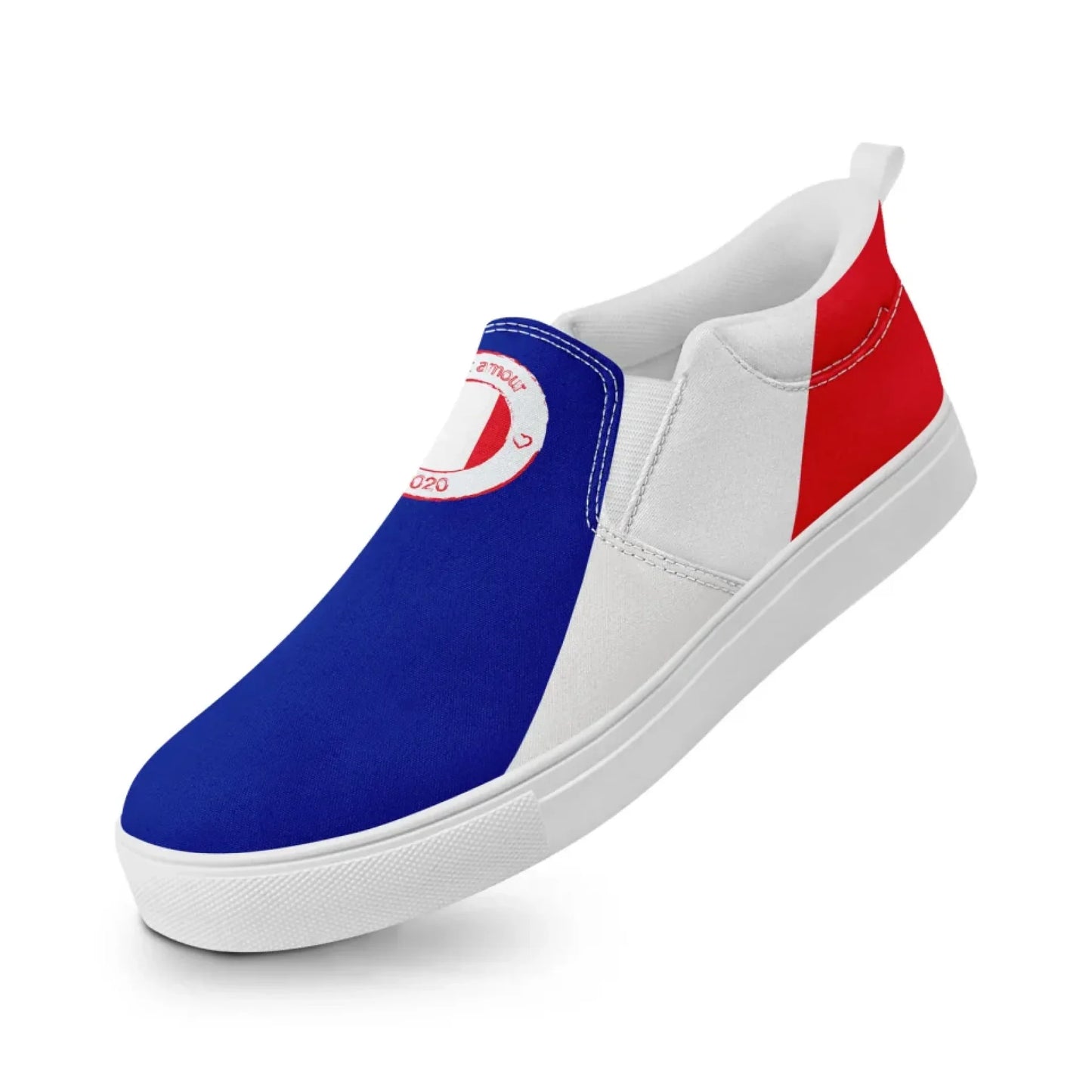 Personalized France Flag Sneakers, Custom Canvas Shoes, Pride Slip On Shoes