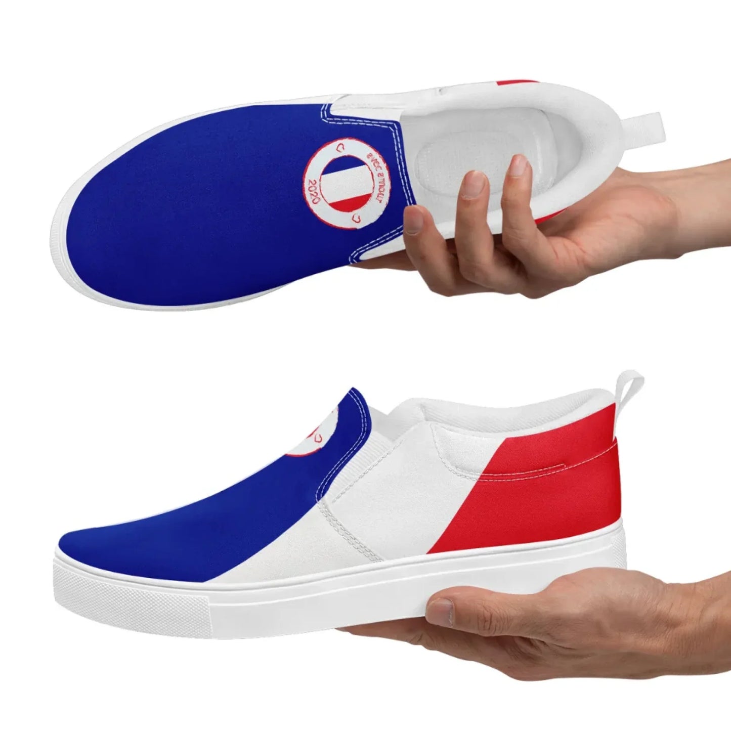 Personalized France Flag Sneakers, Custom Canvas Shoes, Pride Slip On Shoes